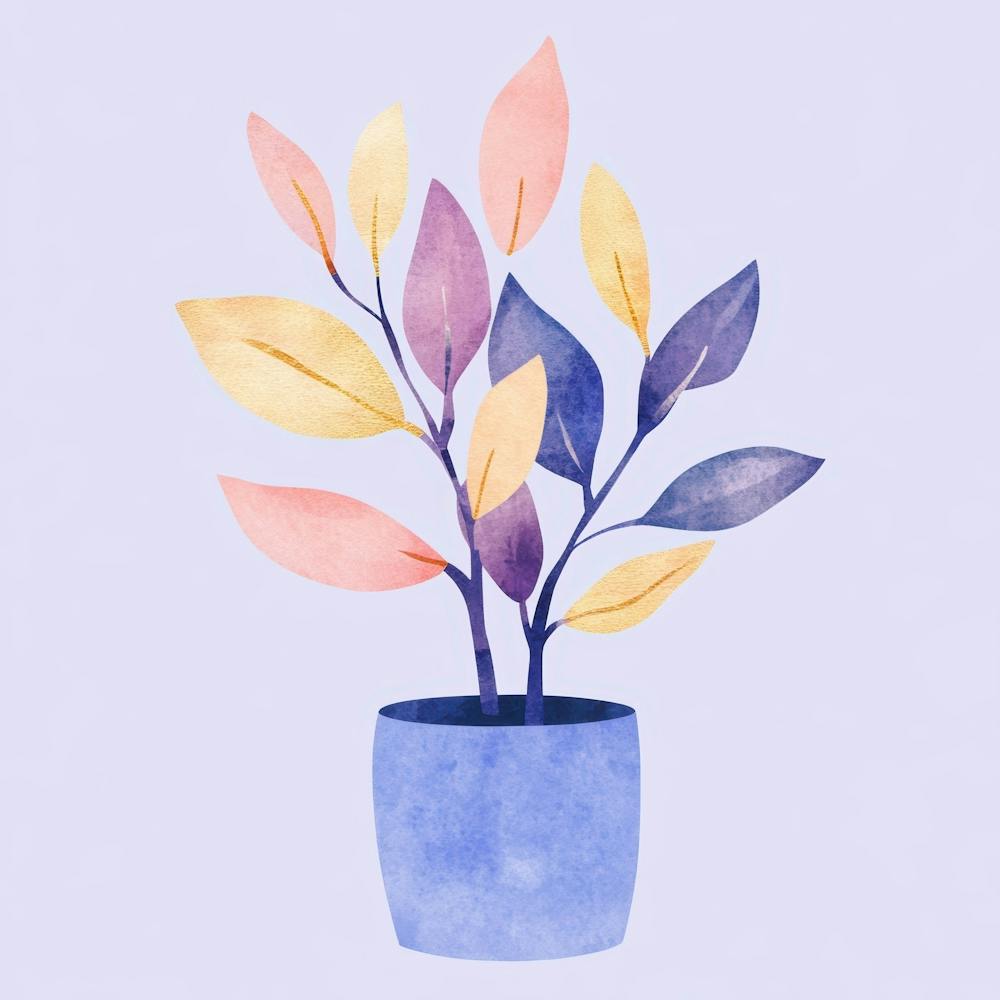 Plante à l'aquarelle dans un pot