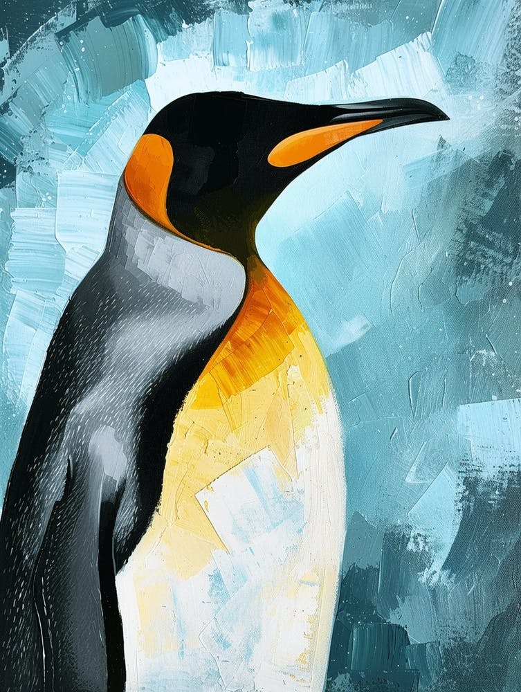 Königspinguin Zavodovski Island Farbblockmalerei 3
