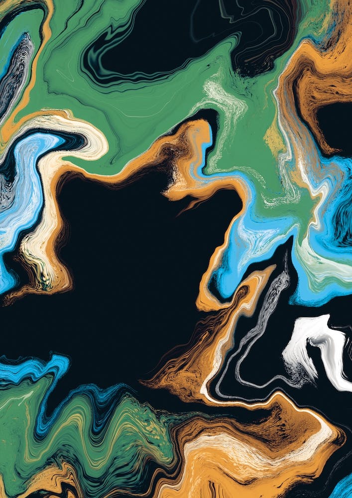 Fluid Abstract Oil Black Green Blue 2