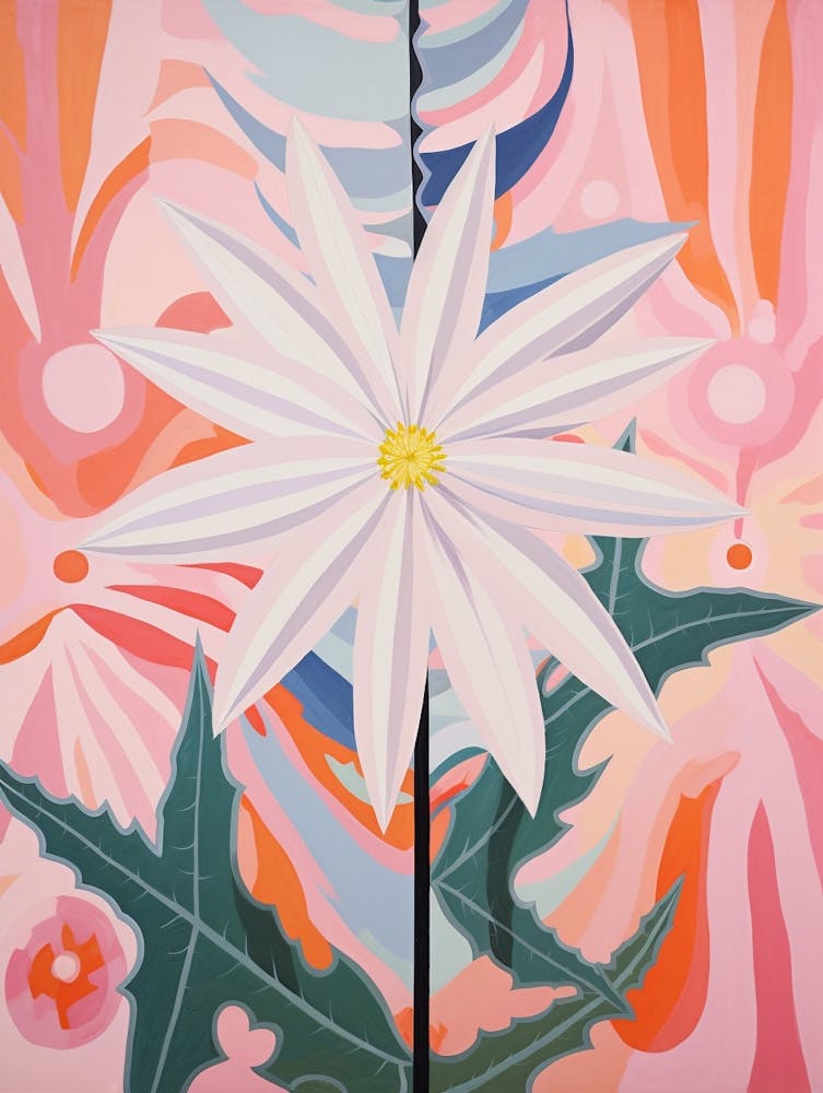 Edelweiss 4 Hilma Af Klint Inspired Pastel Flower Painting