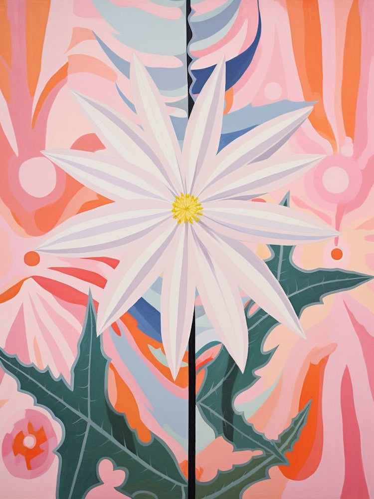 Edelweiss 4 Hilma Af Klint Inspired Pastel Flower Painting