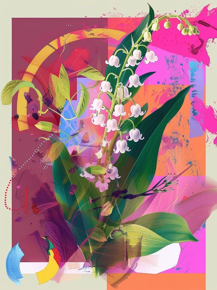 Lily Of The Valley 4 Neon Flower Collage