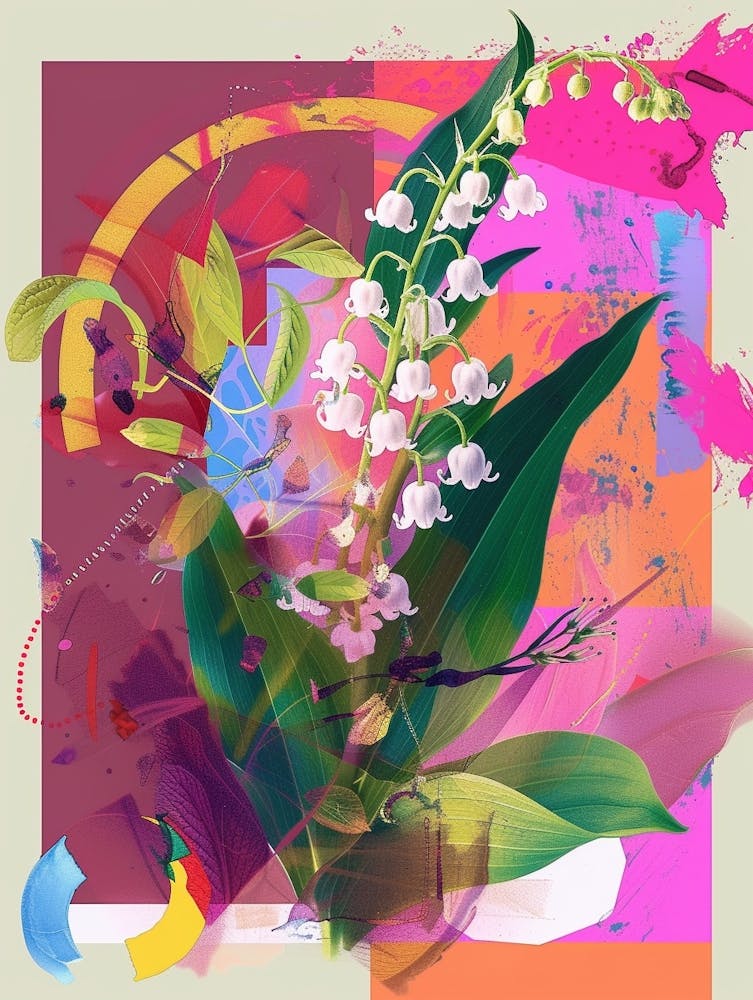 Lily Of The Valley 4 Neon Flower Collage