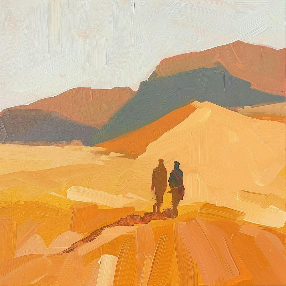 Two People Walking In The Desert