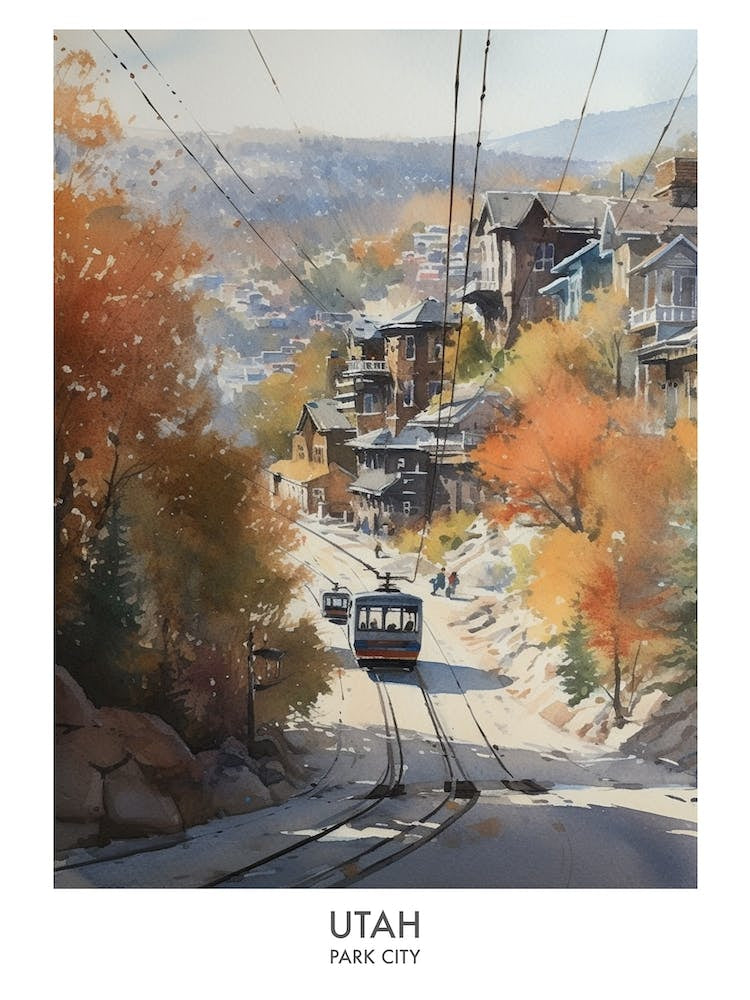Park City, Utah 1 Watercolor Travel Poster
