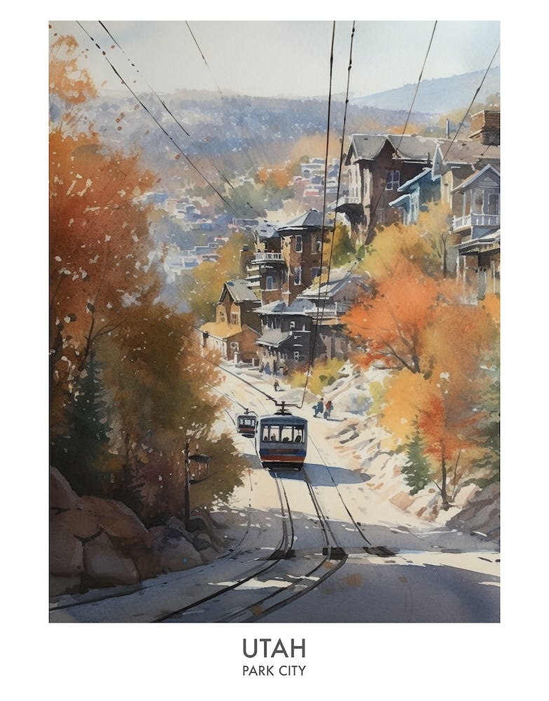 Park City, Utah 1 Watercolor Travel Poster