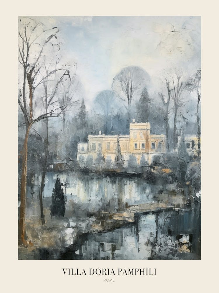 Winter City Park Poster Villa Doria Pamphili Rome Italy 1