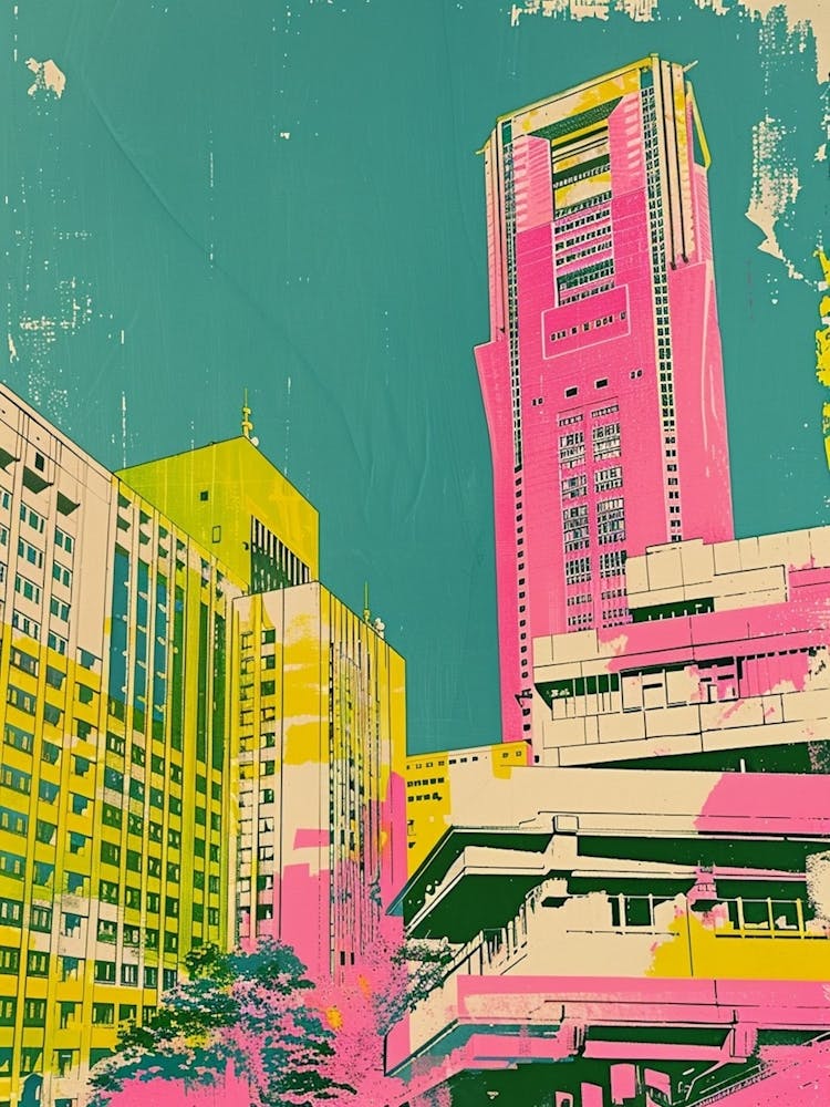 Japanese Retro Cityscape Silkscreen 3
