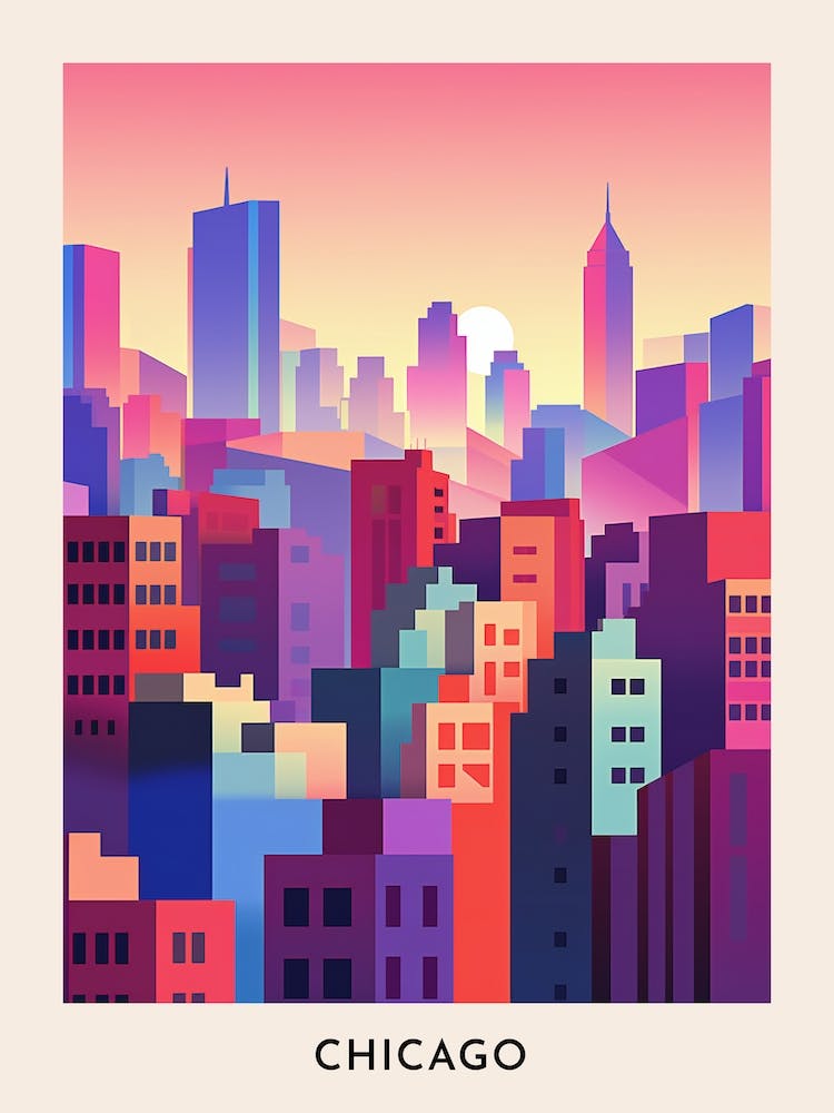 Chicago Colourful Travel Poster 5