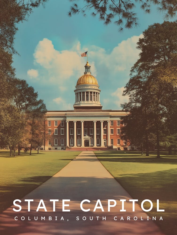 South Carolina State Capitol Columbia Poster - Vintage Regierungsgebäude Architektur