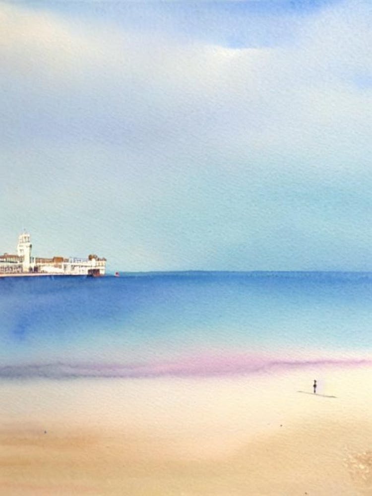 Brighton Beach 2, East Sussex Watercolour