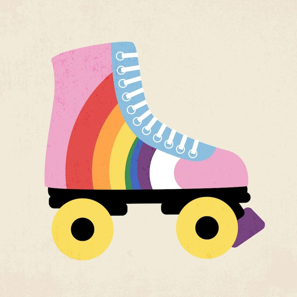 Rainbow Roller Skates Square