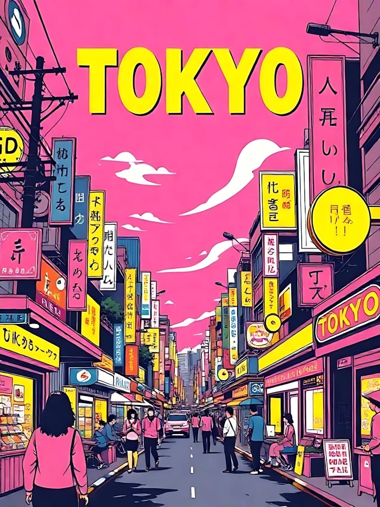 Tokyo Japan Vintage Digital Travel Poster 25