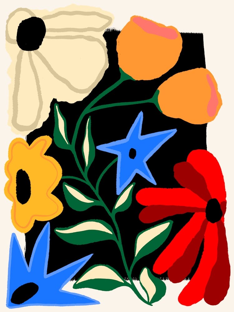 Abstrakte Blumen Schwarz