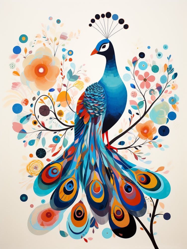 Bird Painting Collage Peacock 2