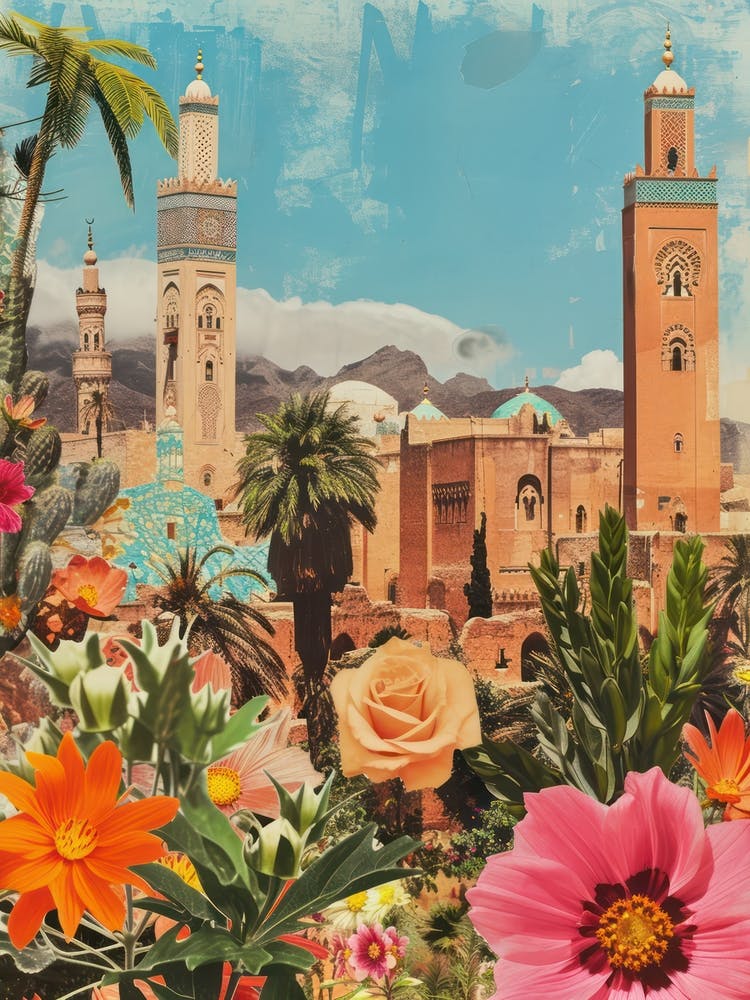 Morocco   Floral Retro Collage Style 1