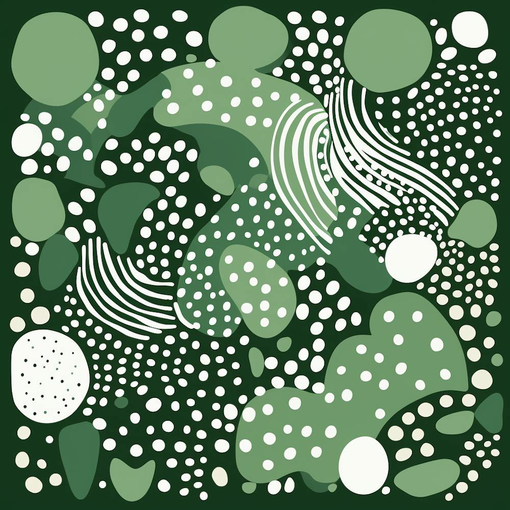 Yayoi Kusama Inspired Design Prints In Sage Green And Whites