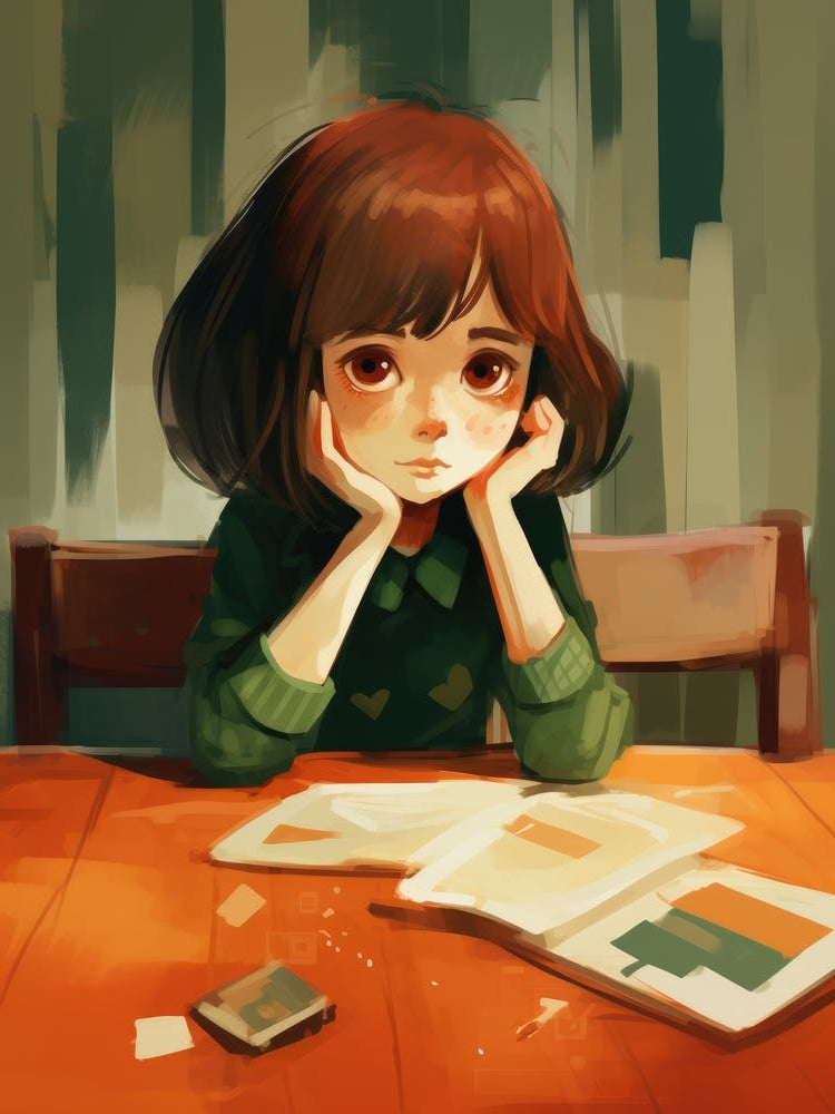 Girl Sitting At Table