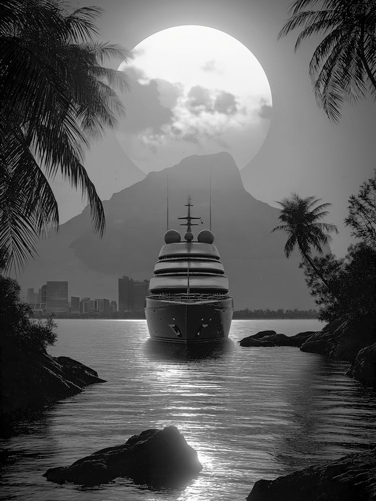 Yacht au clair de lune