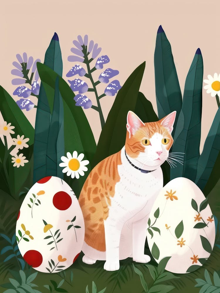 Cat And Easter Eggs 4