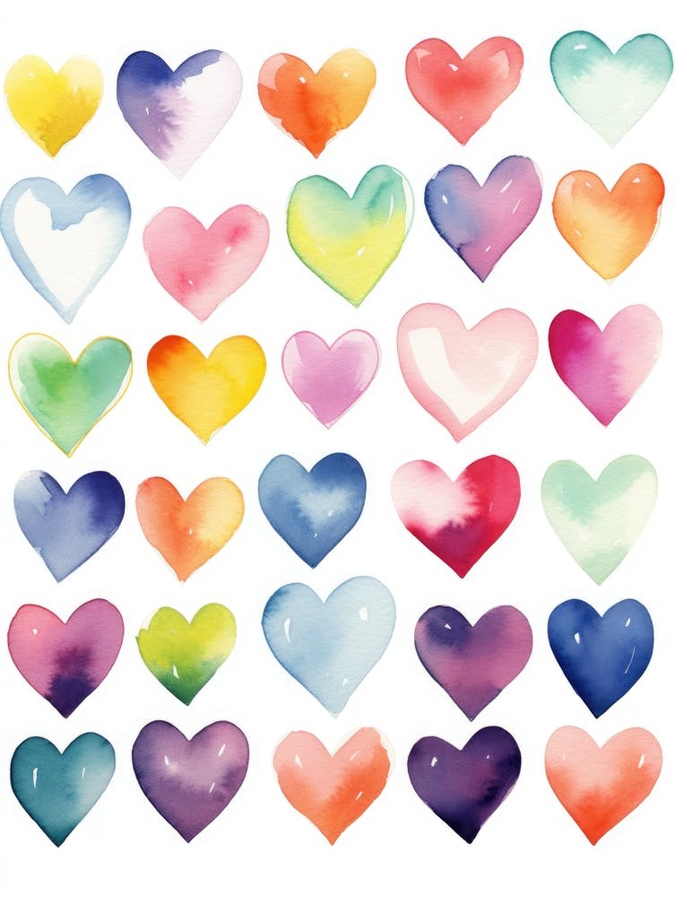 Watercolor Hearts 4