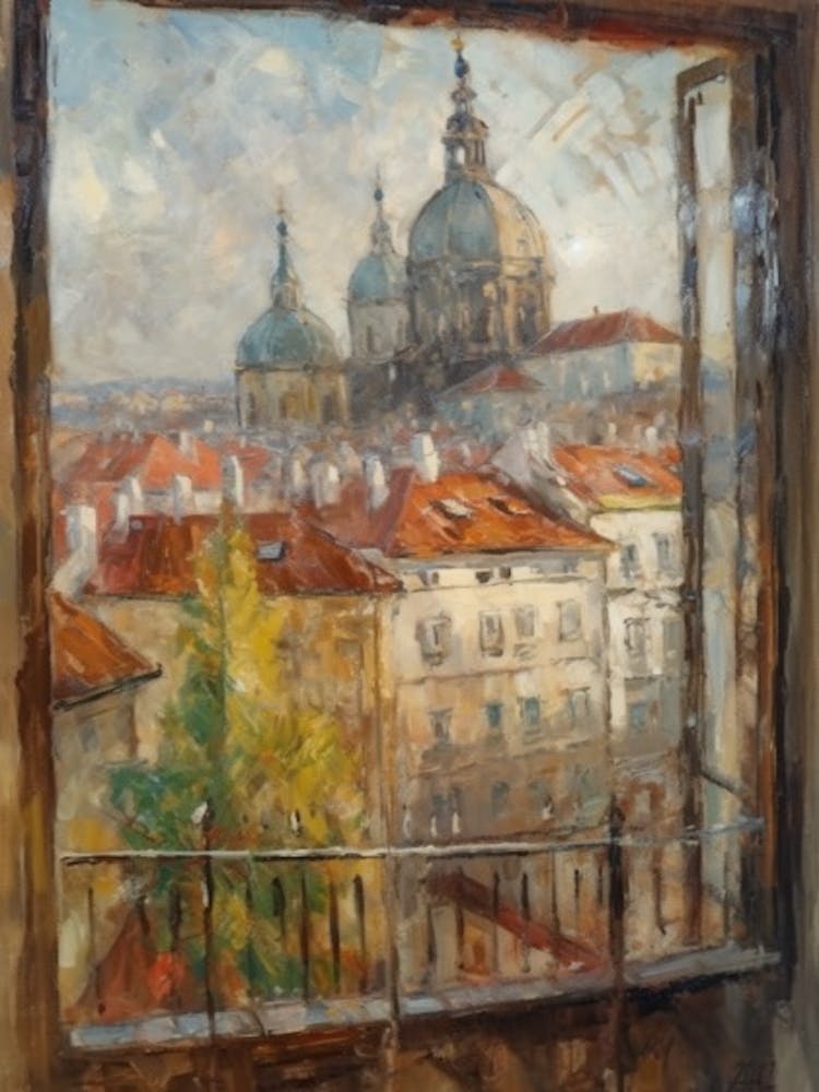 Vue de Fenêtre de Vienne Dans le Style de l'Impressionnisme 1
