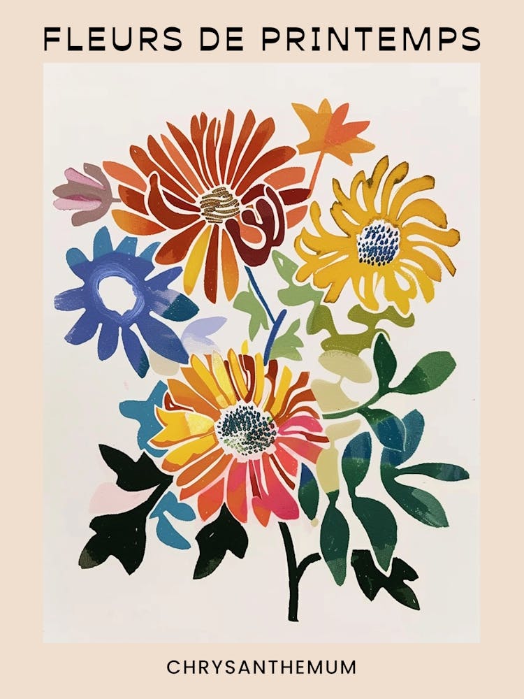 Spring Floral French Poster  Chrysanthemum 3