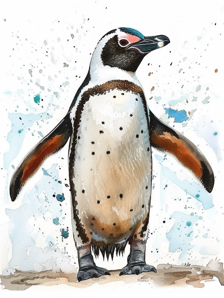 Humboldt Penguin Laurie Island Watercolour Painting 4