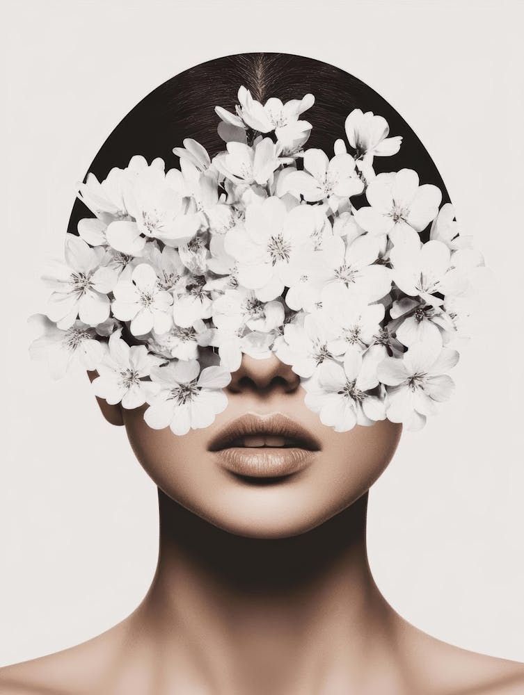 Flowers On A Woman'S Face