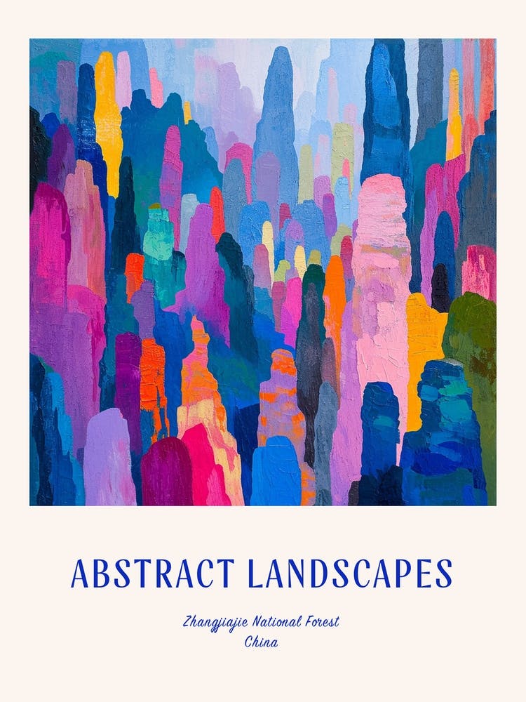 Colourful Abstract Zhangjiajie National Forest China 2 Poster Blue