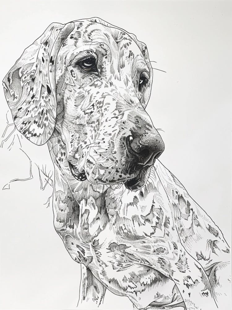 American English Hound Dog Line Sketch 2