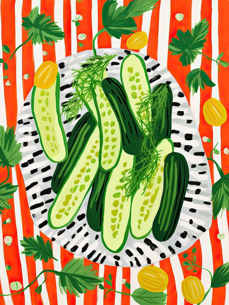 Cucumbers Summer Illustration 3