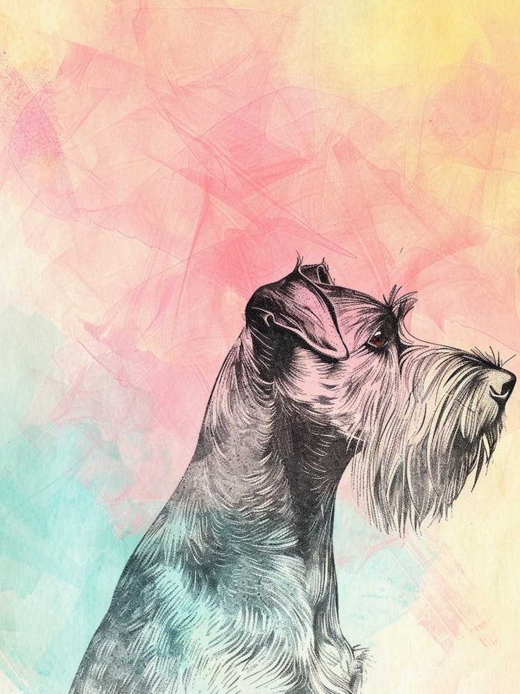Colourful Black Russian Terrier Dog Illustration 2