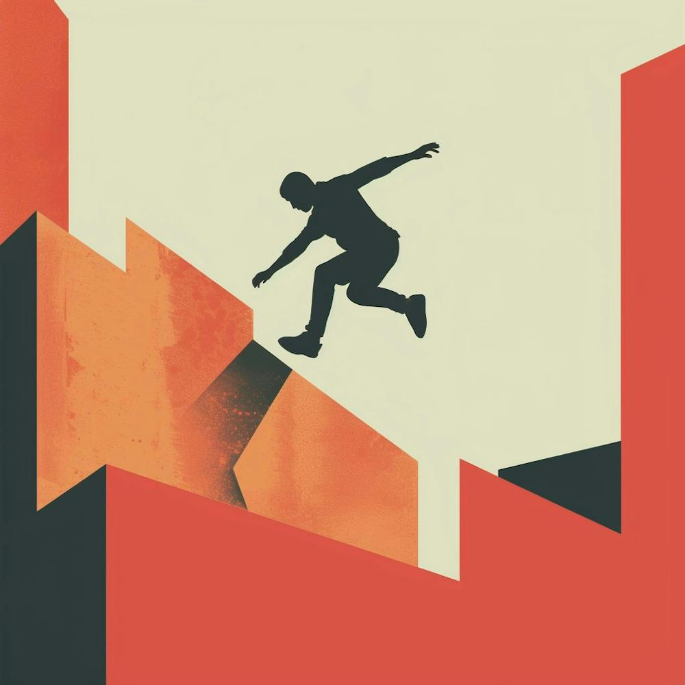 Skateboarder Jumping Off A Cliff