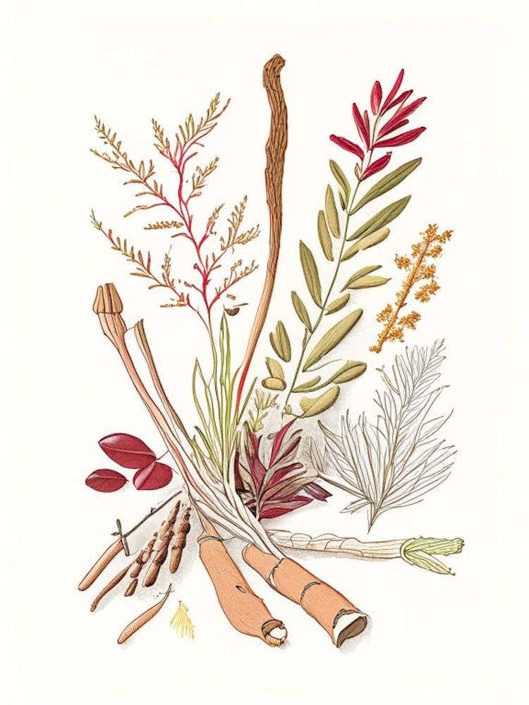 Licorice Root Spices And Herbs Pencil Illustration 1
