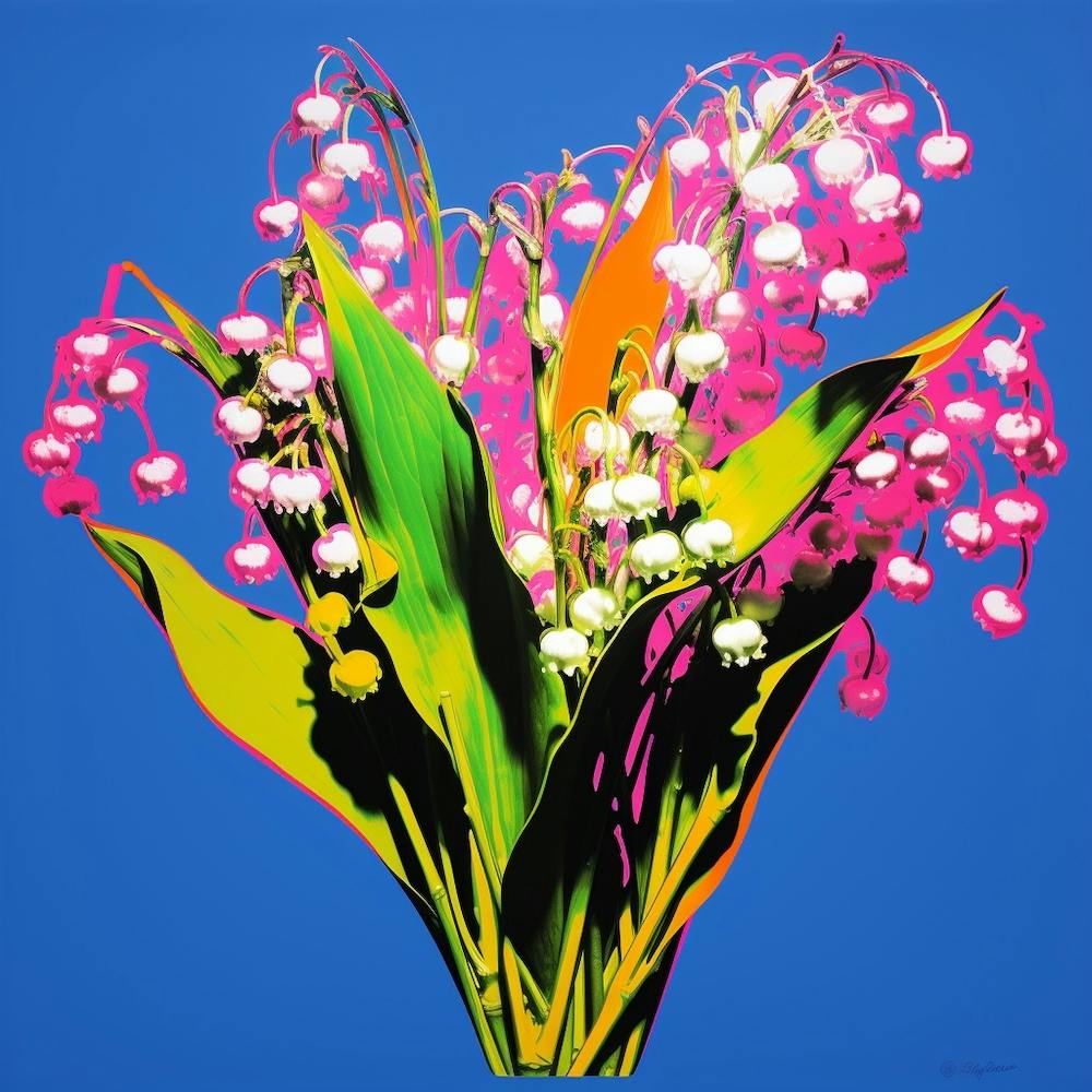 Andy Warhol Style Pop Art Flowers Lily Of The Valley 3 Square