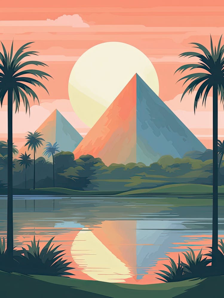 The Pyramids Of Giza   Égypte   Mignonne Illustration Botanique de Voyage 0