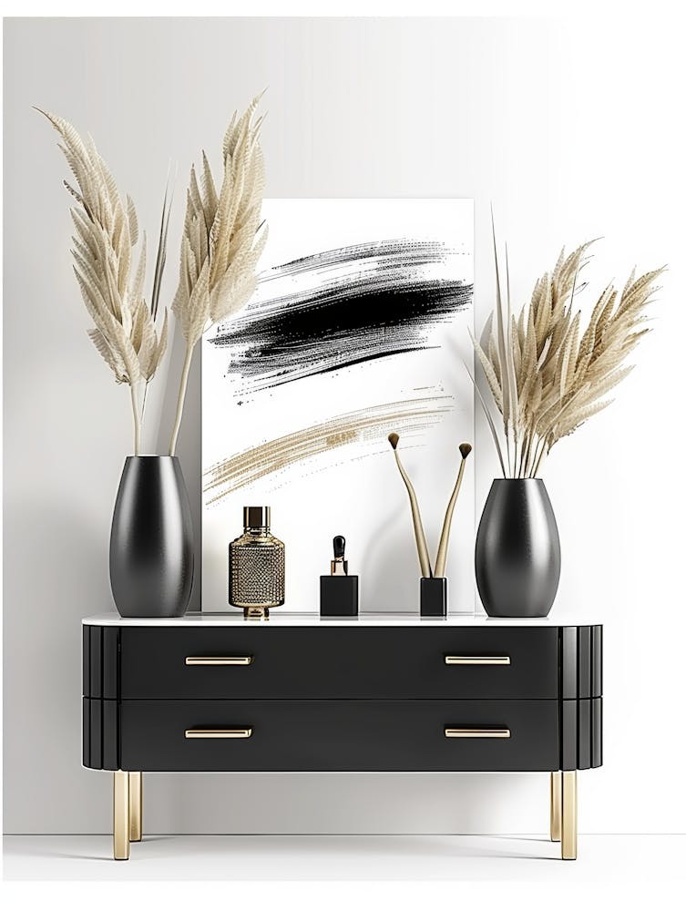 Peinture Abstraite Noir Et Or 40