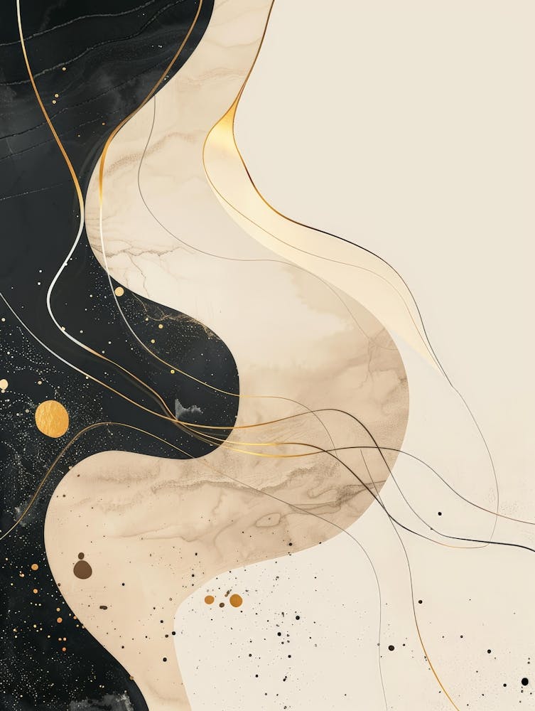 Abstract Gold And Black Abstract Painting