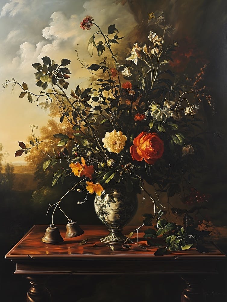 Baroque Floral Still Life Canterbury Bells 1