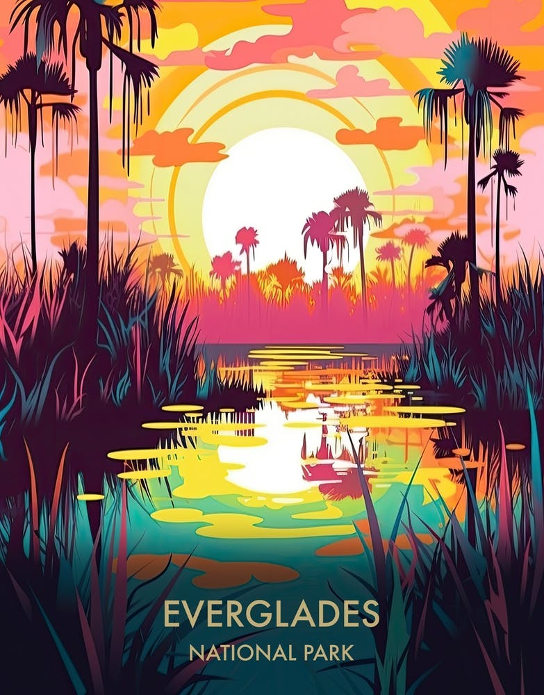 Everglades National Park Travel Poster Illustration Style 2