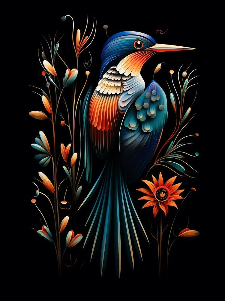 Folk Bird Illustration Kingfisher 1
