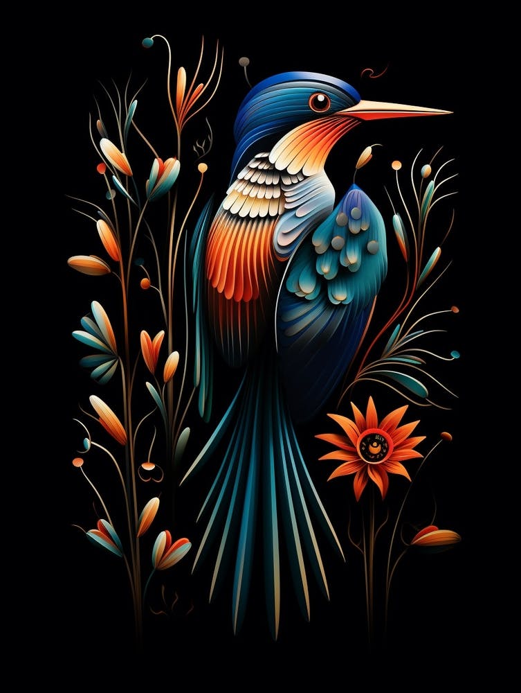 Folk Bird Illustration Kingfisher 1