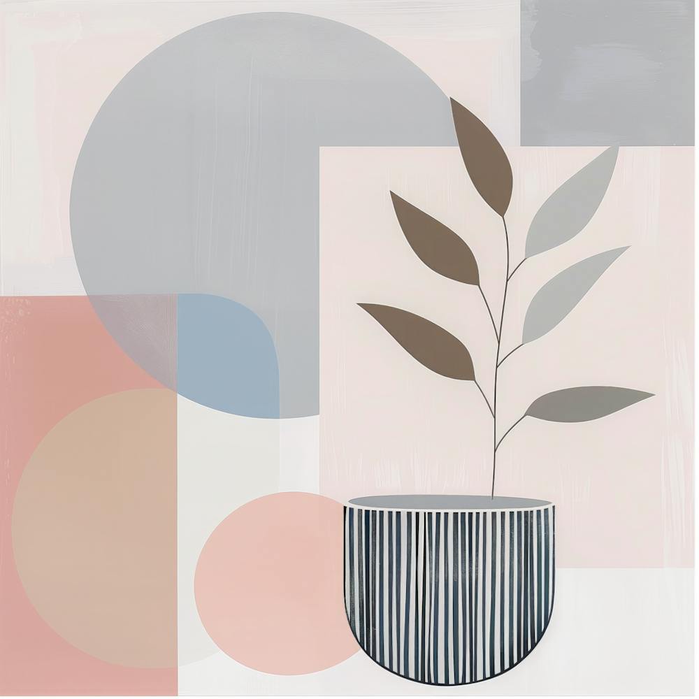 Elegant Simplicity: Minimalist Plant in Pastel Hues