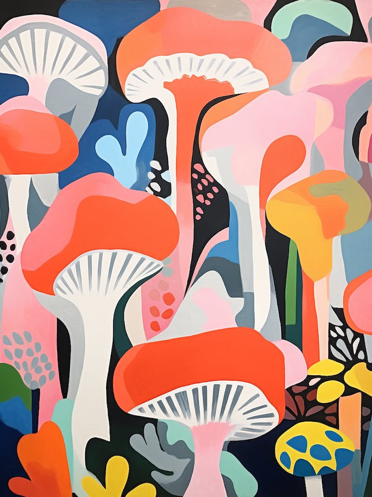 Matisse Inspired Abstract Mushrooms Kitchen Poster 1