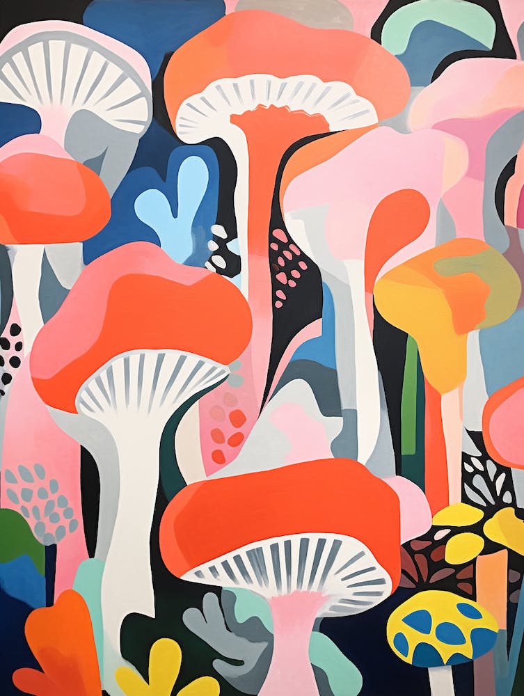 Matisse Inspired Abstract Mushrooms Kitchen Poster 1