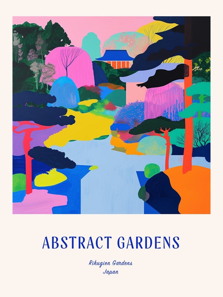 Jardins Colorés Rikugien Gardens Japon 3 Affiche Bleue