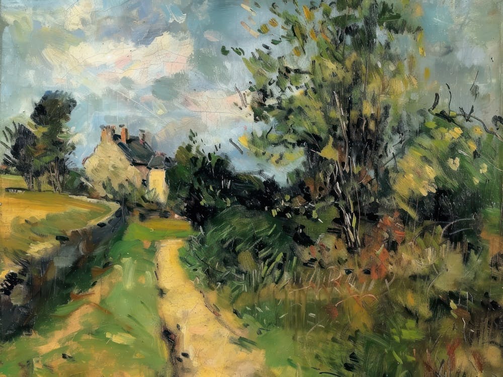 Tranquil Township Painting Inspired By Paul Cezanne