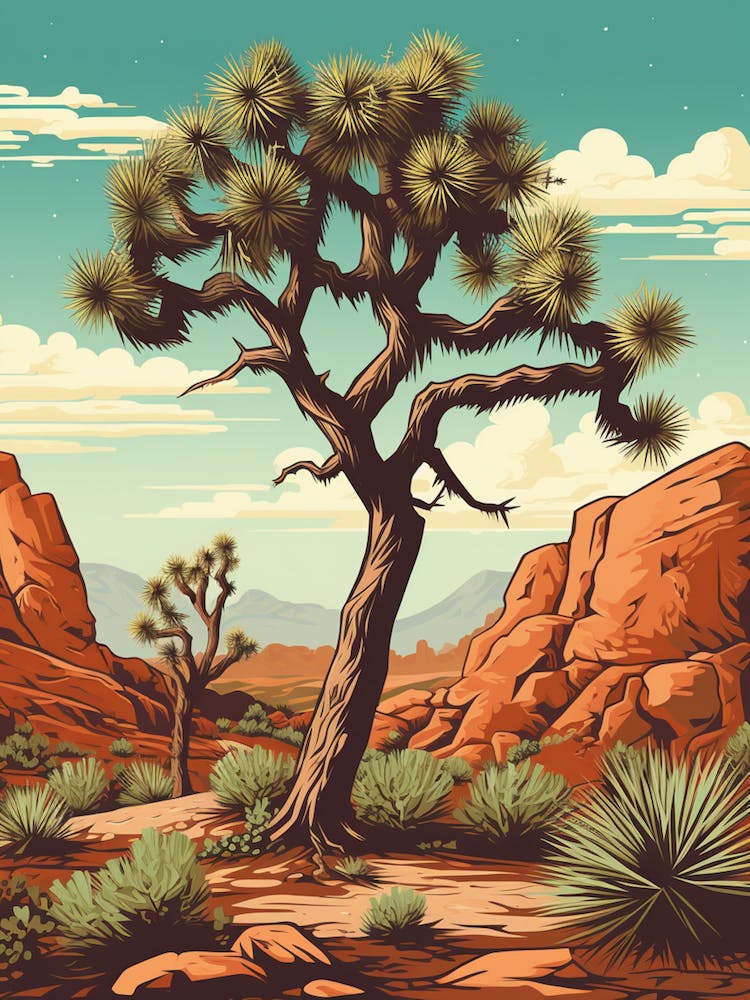  Retro Illustration Of A Joshua Tree In Grand Canyon 2