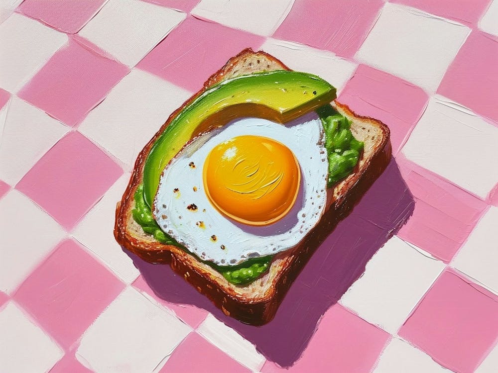 Avocado-Ei auf Toast Rosa Schachbrett 3